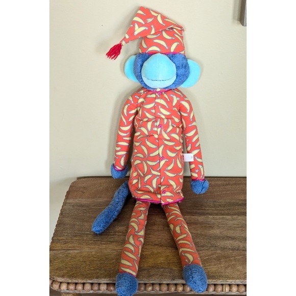 Manhattan Toy Blue Monkey Plush Long Arms Legs Banana Pajamas 19